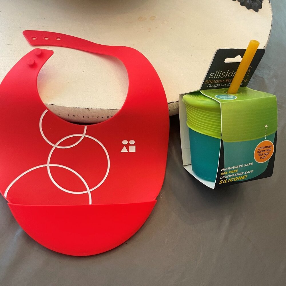 goSili toddler bundle reusable straw cup and bib